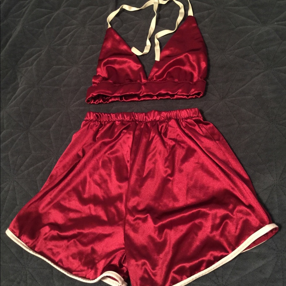 Red Silk Pajama Set